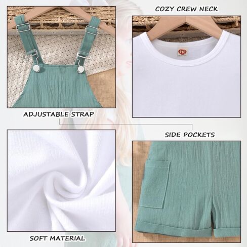 HINTINA Toddler Girl Overalls Shorts Set Casual Summer Outfits Trendy Shortalls Romper with Pockets in Saudi Arabia