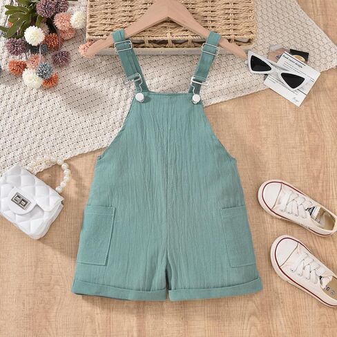 HINTINA Toddler Girl Overalls Shorts Set Casual Summer Outfits Trendy Shortalls Romper with Pockets in Saudi Arabia