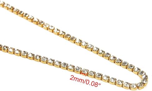 ZAYI 5 Yards 2.5MM Crystal Rhinestone Diamond Chain Trim, Rhinestones Clear Trimming Claw Chain for Crafts, Sewing, DIY, Jewelry, Wedding, Decoration (SS82.5mm, Gold) in Kuwait