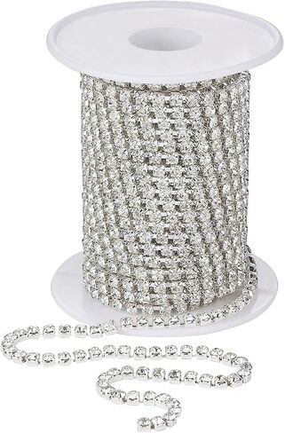 ZAYI 5 Yards 2.5MM Crystal Rhinestone Diamond Chain Trim, Rhinestones Clear Trimming Claw Chain for Crafts, Sewing, DIY, Jewelry, Wedding, Decoration (SS82.5mm, Gold) in Kuwait
