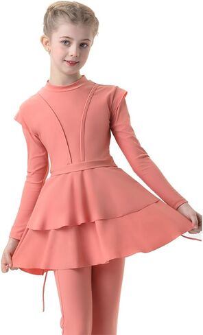 Muslim Swimsuits for Girls Modest Swimwear Full Cover Hijab Burkini Islamic Top Pants Cap 3PCS Rash Guard Sets in Kuwait