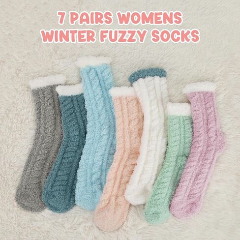 Womens Winter Fuzzy Socks Cozy Fluffy Sock Warm Fuzzy Christmas Socks for Women in Kuwait
