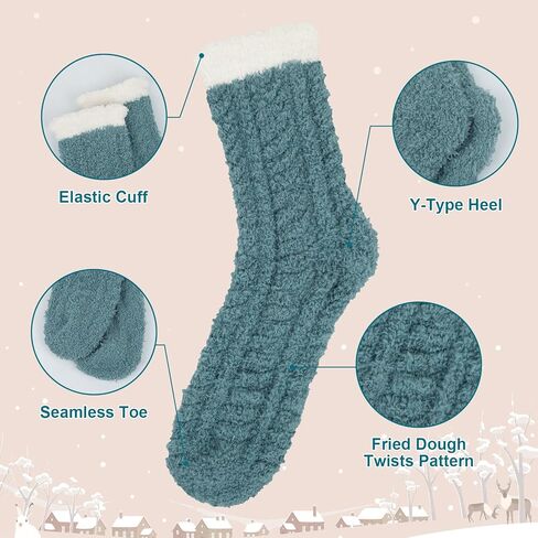 Womens Winter Fuzzy Socks Cozy Fluffy Sock Warm Fuzzy Christmas Socks for Women in Kuwait