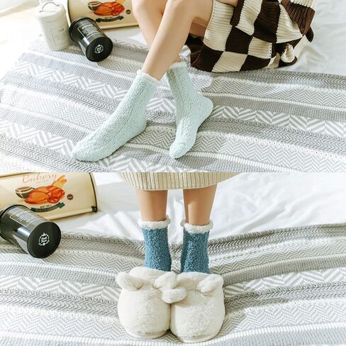 Womens Winter Fuzzy Socks Cozy Fluffy Sock Warm Fuzzy Christmas Socks for Women in Kuwait