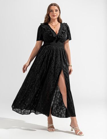 Wedding Guest Dresses for Women 2025 Elegant Classy Cocktail Gown Short Flutter Sleeve Floral Summer Maxi Dress in Kuwait