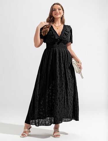 Wedding Guest Dresses for Women 2025 Elegant Classy Cocktail Gown Short Flutter Sleeve Floral Summer Maxi Dress in Kuwait