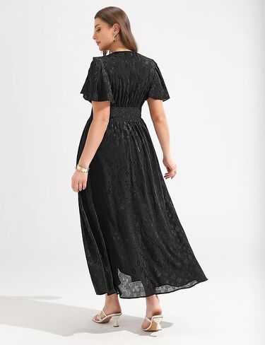 Wedding Guest Dresses for Women 2025 Elegant Classy Cocktail Gown Short Flutter Sleeve Floral Summer Maxi Dress in Kuwait