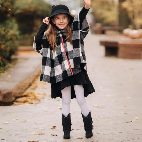 Rollda Girls Cowboy Boots with Tassel, Fringe Cowgirl Boots, Snip Toe, TPR Outsole, Kids Western Boots Stylish & Comfortable for All-Seasons, Toddler/Little Kid/Big Kid in Saudi Arabia