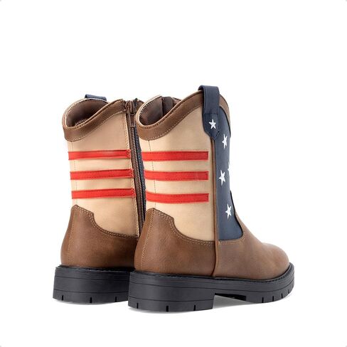 DREAM PAIRS Boys Girls Cowboy Boots Kids Western Riding Mid Calf Boots with Side Zipper (Toddler/Little Kid/Big Kid) in Kuwait