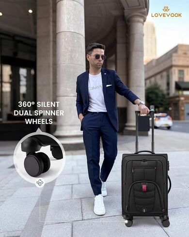 Carry On Luggage 22x14x9 Airline Approved, 22-Inch Suitcases with Spinner Wheels, Softside Carry-on Luggage with TSA Lock for Men Women Business Trip, Lightweight Large Capacity Luggage for Travel in Kuwait