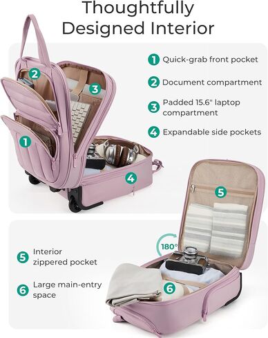 BAGSMART Small Underseat Carry on Luggage with Wheels, 16 inch Small Under Seat Luggage, Lightweight Travel Suitcase for Women, Classic in Kuwait