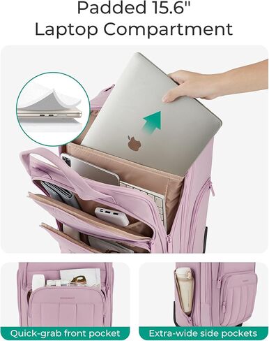 BAGSMART Small Underseat Carry on Luggage with Wheels, 16 inch Small Under Seat Luggage, Lightweight Travel Suitcase for Women, Classic in Kuwait