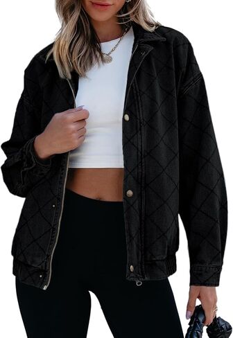 Sidefeel Women's Jean Jacket Long Sleeve Zimbaplatinum Overszied Denim Jackets Shacket Coat Fashion Spring Outfits 2025 in Saudi Arabia