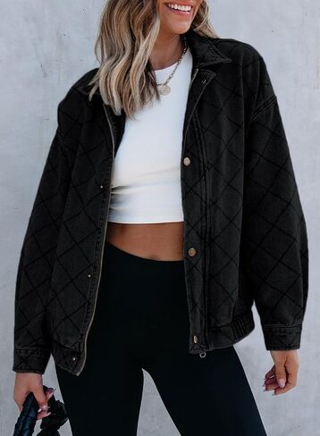 Sidefeel Women's Jean Jacket Long Sleeve Zimbaplatinum Overszied Denim Jackets Shacket Coat Fashion Spring Outfits 2025 in Saudi Arabia