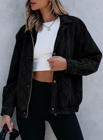 Sidefeel Women's Jean Jacket Long Sleeve Zimbaplatinum Overszied Denim Jackets Shacket Coat Fashion Spring Outfits 2025 in Saudi Arabia