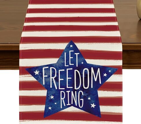 Star American Flag 4th of July Table Runner 13x72 Inch Patriotic Stripe Memorial Day Independence Day Holiday Kitchen Dining Indoor Home Party Table Decoration ZQ17 in Saudi Arabia