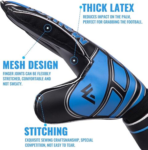 Soccer Goalie Gloves Goalkeeper Gloves with Fingersave and Double Wrist Protection, Strong Grip Goalkeeper Gloves for Kids, Youth, Adults in Kuwait