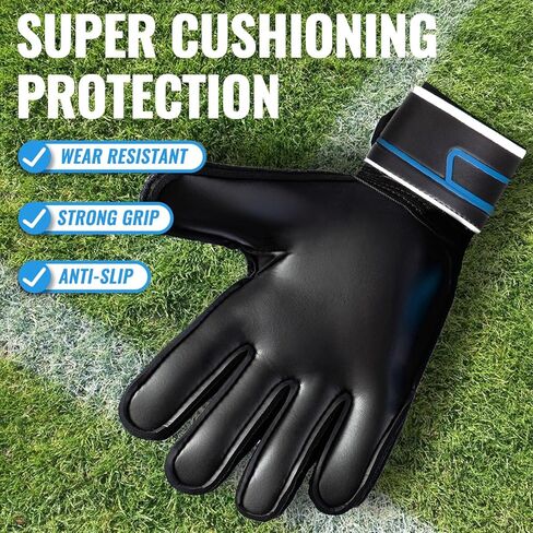 Soccer Goalie Gloves Goalkeeper Gloves with Fingersave and Double Wrist Protection, Strong Grip Goalkeeper Gloves for Kids, Youth, Adults in Kuwait