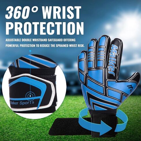 Soccer Goalie Gloves Goalkeeper Gloves with Fingersave and Double Wrist Protection, Strong Grip Goalkeeper Gloves for Kids, Youth, Adults in Kuwait