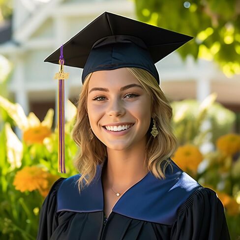 شرابة التخرج 2025، شرابة قبعة التخرج 2025، شرابة التخرج 2025، شرابة التخرج 2025 مع سحر التاريخ الذهبي لعام 2025 لقبعة التخرج، إكسسوارات احتفالات ساحرة للخريجين، أزرق أبيض in Kuwait