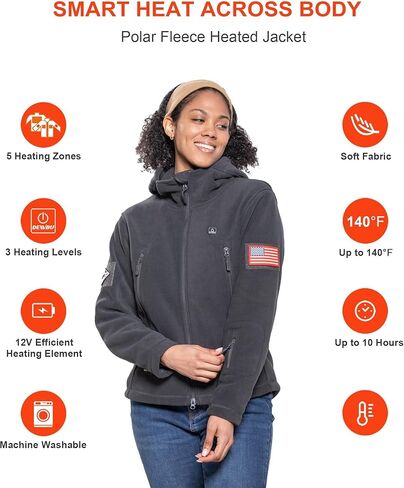 DEWBU Heated Jacket Polar Fleece with 12V Battery Pack Soft Fleece Electric Heating Hoodie for Women in Saudi Arabia
