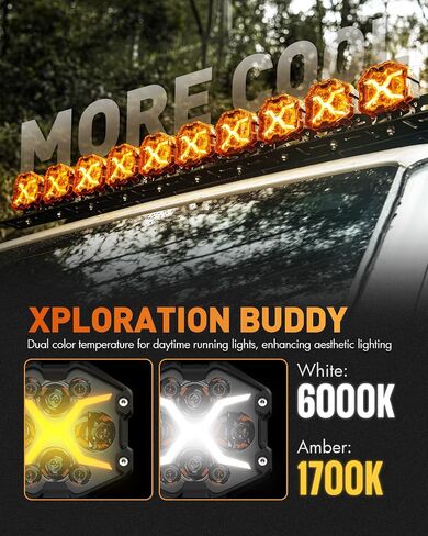 Novsight 4 بوصة LED PODS-X Series Off Road Driving Light مع DRL الأصفر ، وأضواء اللوحات الساطعة الفائقة مع غطاء العنبر ، وأضواء الضباب على الطرق الوعرة للشاحنات Jeep Ford UTV ATV ، ضمان لمدة عامين ، زوج in Kuwait