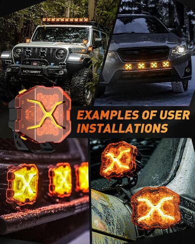 Novsight 4 بوصة LED PODS-X Series Off Road Driving Light مع DRL الأصفر ، وأضواء اللوحات الساطعة الفائقة مع غطاء العنبر ، وأضواء الضباب على الطرق الوعرة للشاحنات Jeep Ford UTV ATV ، ضمان لمدة عامين ، زوج in Kuwait