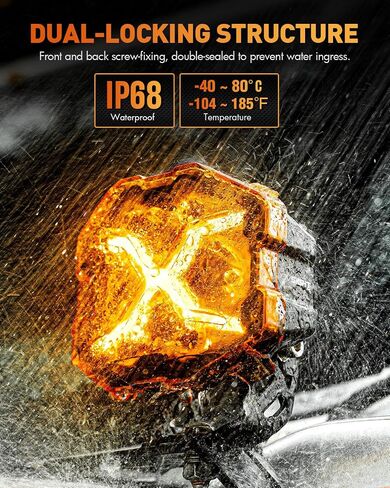 Novsight 4 بوصة LED PODS-X Series Off Road Driving Light مع DRL الأصفر ، وأضواء اللوحات الساطعة الفائقة مع غطاء العنبر ، وأضواء الضباب على الطرق الوعرة للشاحنات Jeep Ford UTV ATV ، ضمان لمدة عامين ، زوج in Kuwait