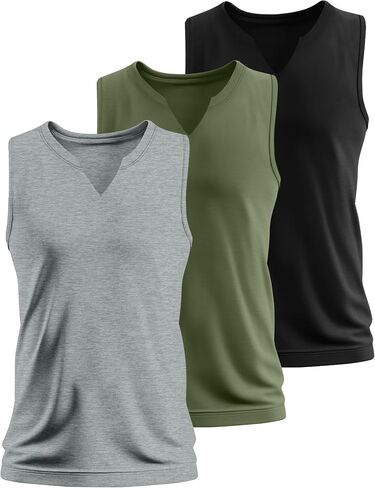 Ficerd 3 Pack Men's Men's Big Muscle Tank Tops Cotton v Neck Diveless Dirtts بالإضافة in Kuwait