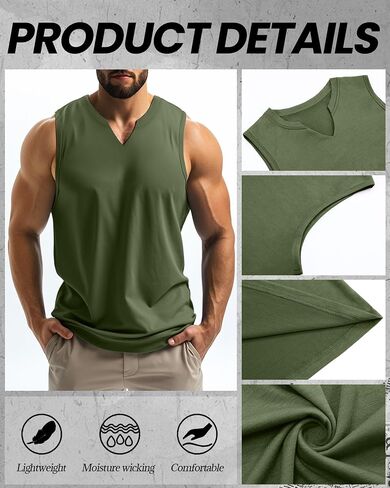 Ficerd 3 Pack Men's Men's Big Muscle Tank Tops Cotton v Neck Diveless Dirtts بالإضافة in Kuwait