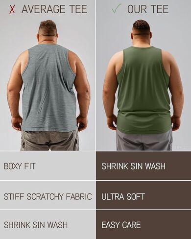 Ficerd 3 Pack Men's Men's Big Muscle Tank Tops Cotton v Neck Diveless Dirtts بالإضافة in Kuwait