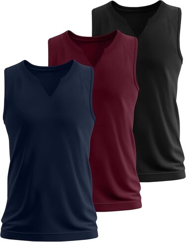 Ficerd 3 Pack Men's Men's Big Muscle Tank Tops Cotton v Neck Diveless Dirtts بالإضافة in Kuwait