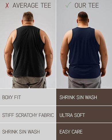 Ficerd 3 Pack Men's Men's Big Muscle Tank Tops Cotton v Neck Diveless Dirtts بالإضافة in Kuwait
