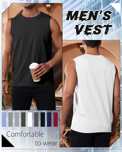 Ficerd 3 Pack Men's Sleeveless Tank Tops, Crewneck Casual Summer Tee Beach T Shirt Workout Run Gym Muscle Shirt in Saudi Arabia