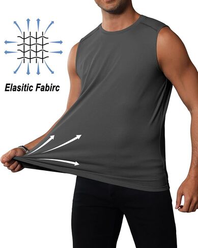 Ficerd 3 Pack Men's Sleeveless Tank Tops, Crewneck Casual Summer Tee Beach T Shirt Workout Run Gym Muscle Shirt in Saudi Arabia