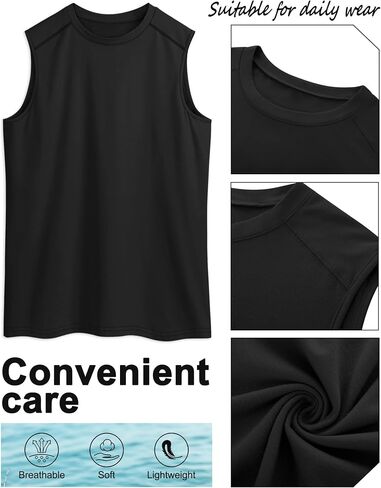 Ficerd 3 Pack Men's Sleeveless Tank Tops, Crewneck Casual Summer Tee Beach T Shirt Workout Run Gym Muscle Shirt in Saudi Arabia