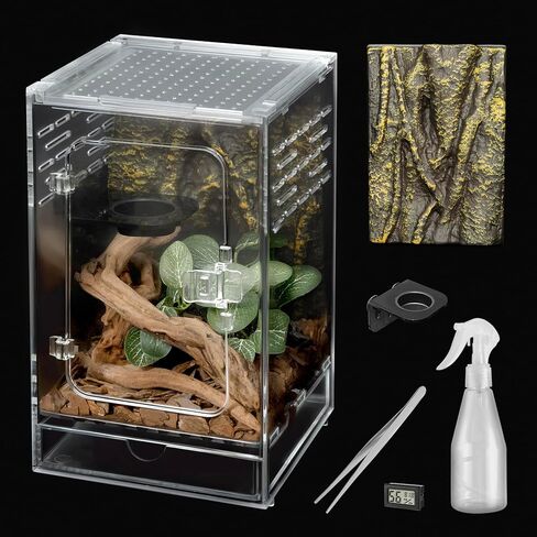 حاوية القفز عنكبوت ، 5.9 * 5.9 * 9.84 بوصة من الزواحف pc terrarium ، دبابة الشجرية ، قفص ضفدع الأشجار ، موطن العنكبوت ، السحلية crested gecko ، حشرات فيفاريوم ، صلاة mantis ، Critter Cage in Kuwait