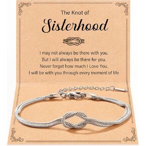 Tarsus Love Knot Sister Bracelet, Sister Birthday Mothers Day Christmas Jewelry Gifts for Sisters Women