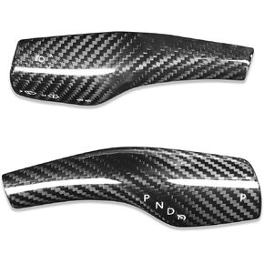 Fit Steering Wheel Column Cover for Tesla Model 3 Model Y, Gear Shift Cover Car Column Shift Knob Protection Cover Car Decor Interior 2pcs(Glossy Carbon Fiber Pattern) in Kuwait