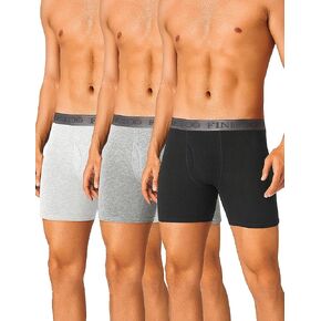 FINETOO Mens Underwear Cotton Boxer Briefs Soft Comfort Boxers Moisture-Wicking Breathable Underwear for Men Pack 3