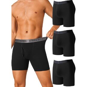 FINETOO Mens Underwear Boxer Briefs Soft Breathable Cotton Underwear Wide Waistband Men Underwear 3 Pack