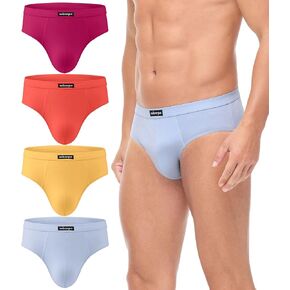 wirarpa Men's Underwear Cotton Stretch Briefs Covered Waistband Underpants No Fly 4 Pack