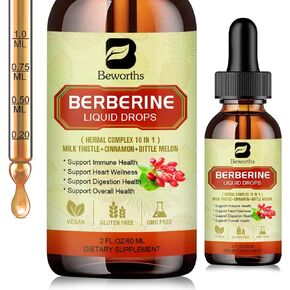 Berberine Supplement with Ceylon Cinnamon - Berberine Liquid Drops with Turmeric Curcumin, Ceylon Cinnamon, Bitter Melon, Berberine Phytosome for Digestion System, Immune Health Support -Vegetarian