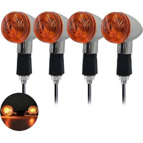 Universal 4Pcs Motorcycle Turn Signals Light Chrome Bullet Binker Indicators Compatible With Honda VTX1300 C R S RETRO Kawasaki Vulcan VN 750 800 1500 Vintage Turn LampBulb