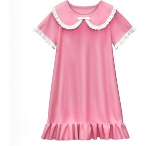 LQSZ Girls Nightgowns Short Sleeve Ruffled Bow Tie Princess Sleepwear Pajama Dress Nightgown Girl for 3-10 Years