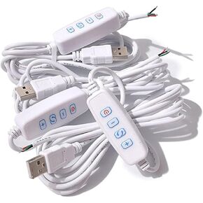 1Pc White DC5V USB LED Dimmer Cable -Extension with On/Off Switch | Adjustable Brightness Controller for LED Bulbs and Lamps USB Light Accessories, LED Dimming Supplies