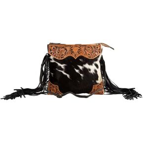 Myra Bag Cowhide Purse - Tumbleweed Trail Fringed Hand-Tooled Women's Western Gift Purses
