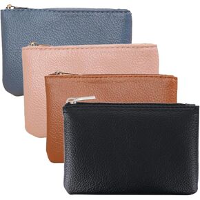 2 Pack Leather Zipper Coin Purse,Portable Change Wallet,Coin Pouch with Zipper for Men Women,Small Pouch Change Purse Coin Bag,Mini Coin Pocket Pouch Change Holder for Men Women(black)