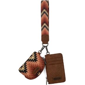 Montana West Wrangler Aztec Keychain Wristlet Wallets for Women Western Dual Pouch Wristlet Credit Card Holder Wallet with Zipper Pocket WG2211-W0051BK