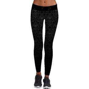 Sister Amy Women's Digital Skull Printted Ankle Elastic Tights Legging